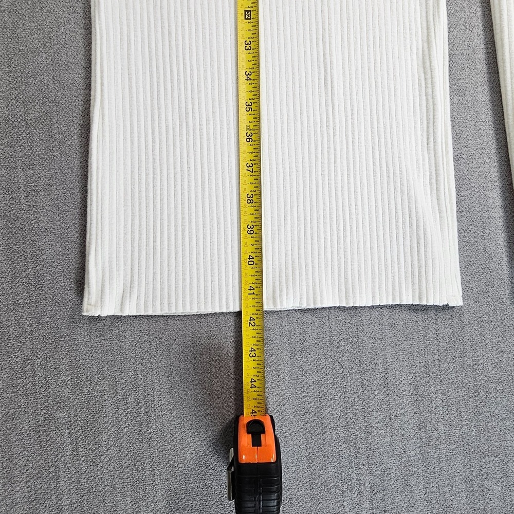 Zara Women's Off-White Knit Wide-Leg Pants High-Rise Elastic Waist Lounge - Picture 13 of 15